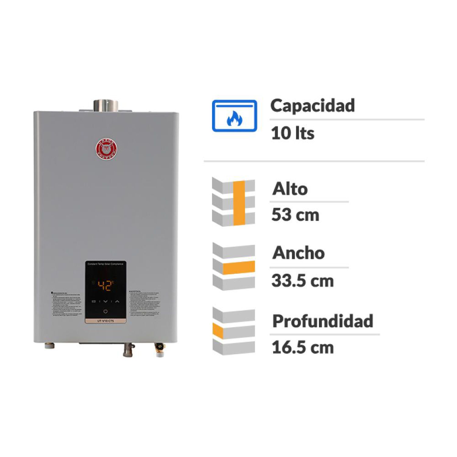 Calefont Ursus Trotter UT V10-CTS GN / Tiro Forzado / Gas Natural  / 10 Litros image number 1.0