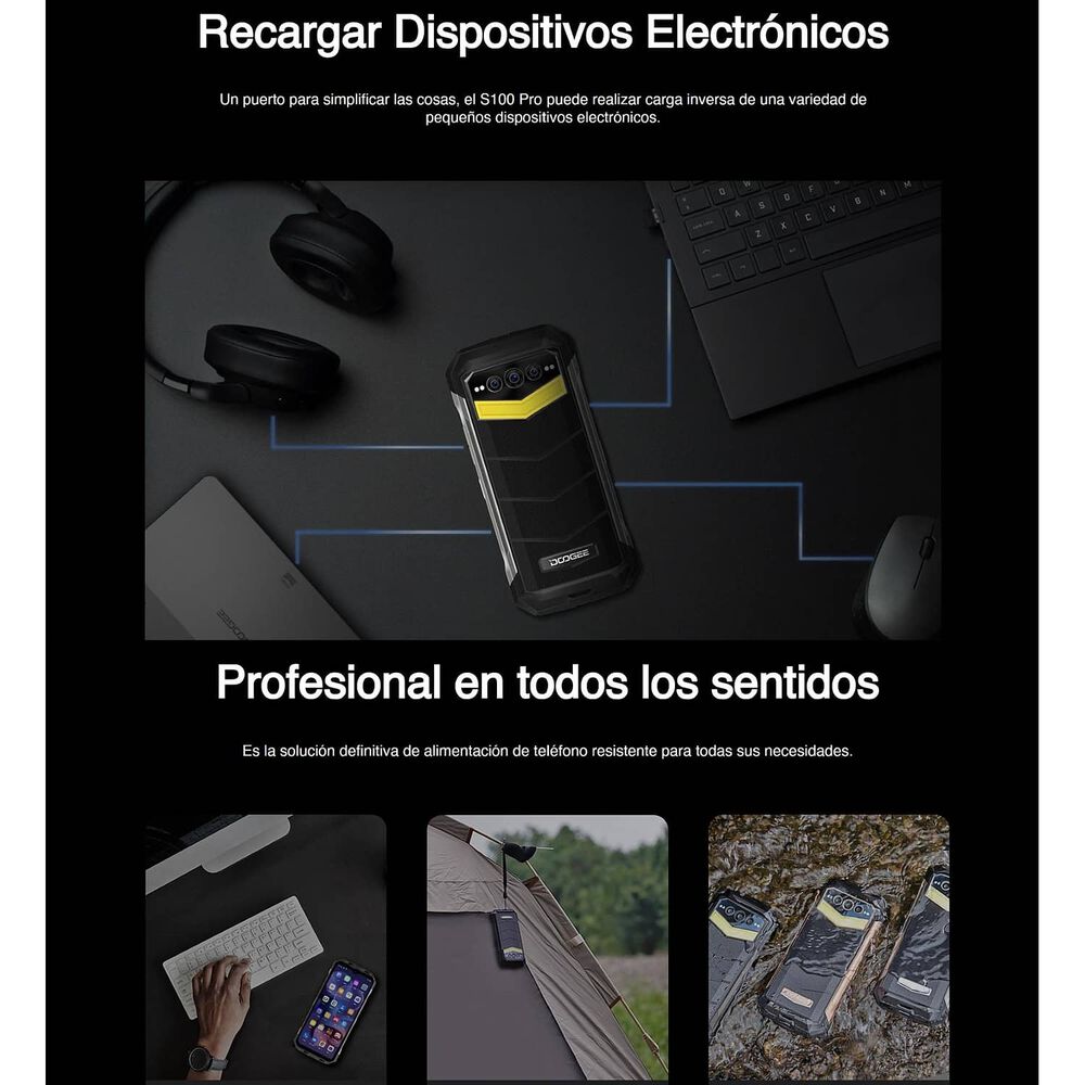 Doogee S100 Pro Resistente A Golpes, Polvo, Humedad Y Agua / Bater&iacute;a Potente, C&aacute;mara Visi&oacute;n Nocturna, Carga Inal&aacute;mbrica image number 2.0
