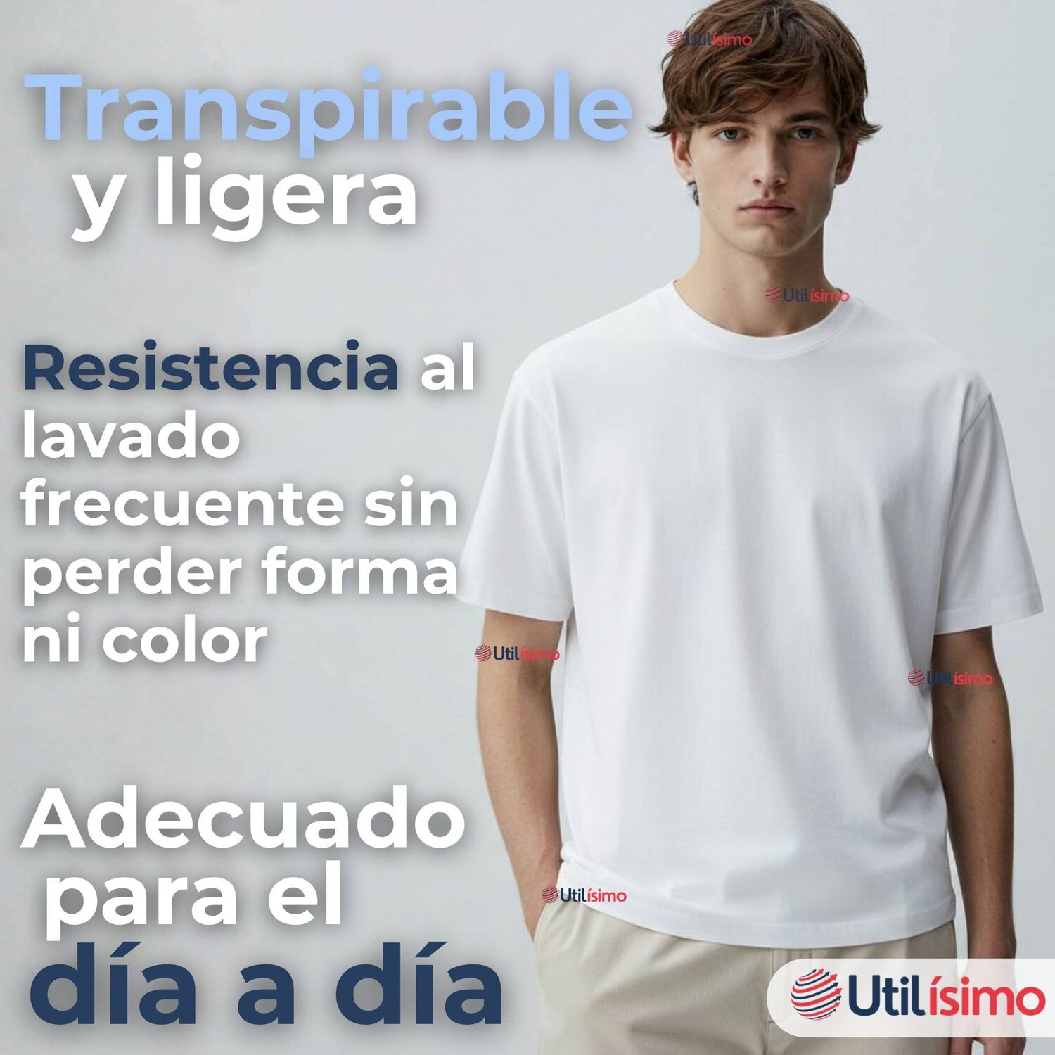 Polera Camiseta 150g Manga Corta 100% Algod&oacute;n Textura Suave Blanco Hombre image number 4.0