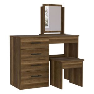 Mueble Tocador Con Espejo Y 4 Cajones + Silla