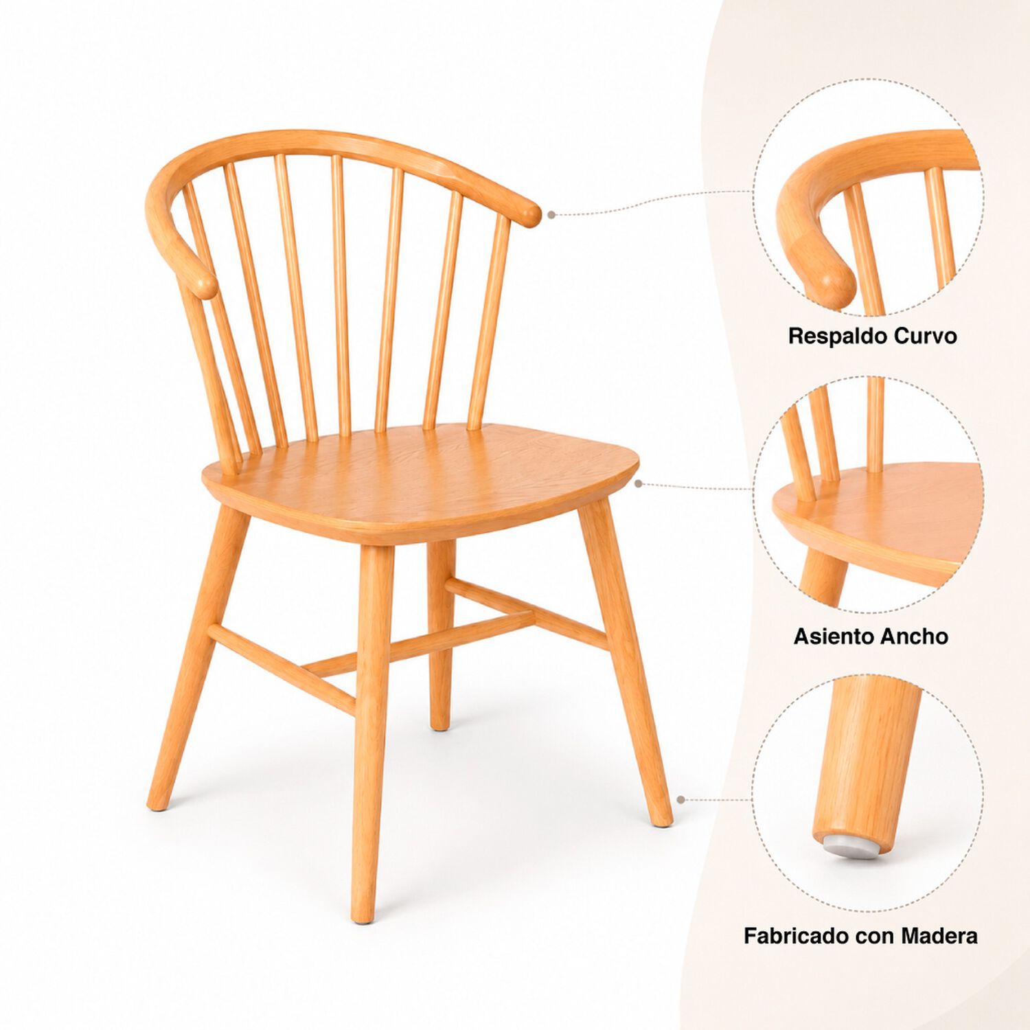 Silla Lykke De Madera - Natural image number 4.0