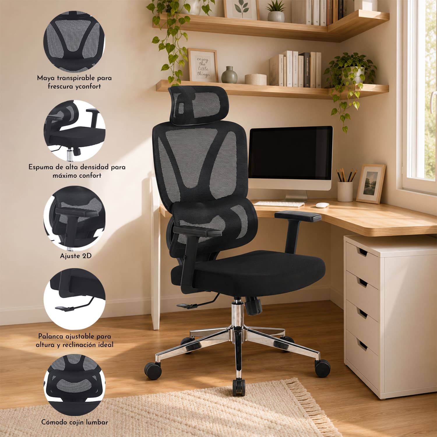 Silla Escritorio Ergon&oacute;mica Base Met&aacute;lica Dominus Pro image number 2.0