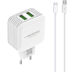 Cargador Motomo Dual Usb 12w Con Cable Tipo C De 1m Sec