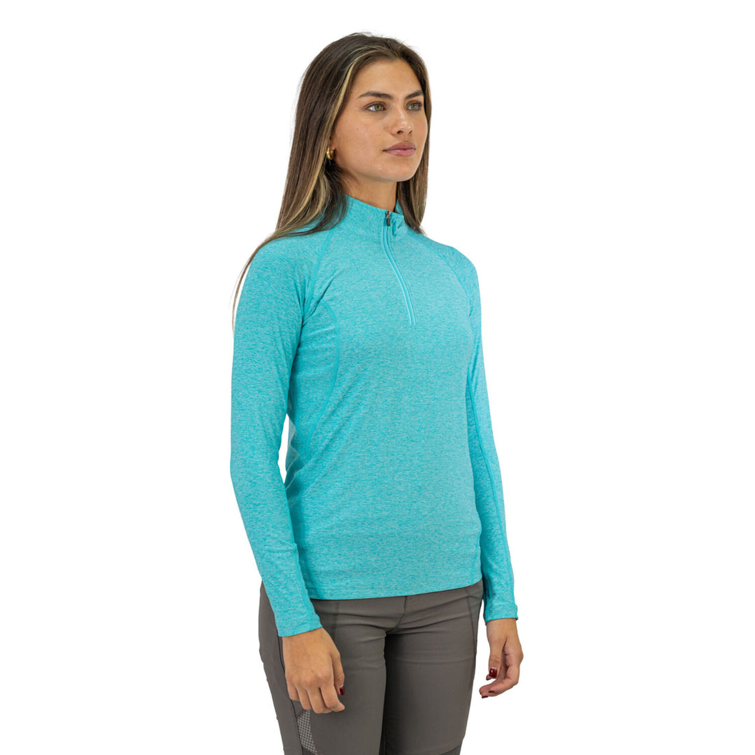 Polera Dry Fit Hw Manga Larga Mujer Turquesa image number 1.0