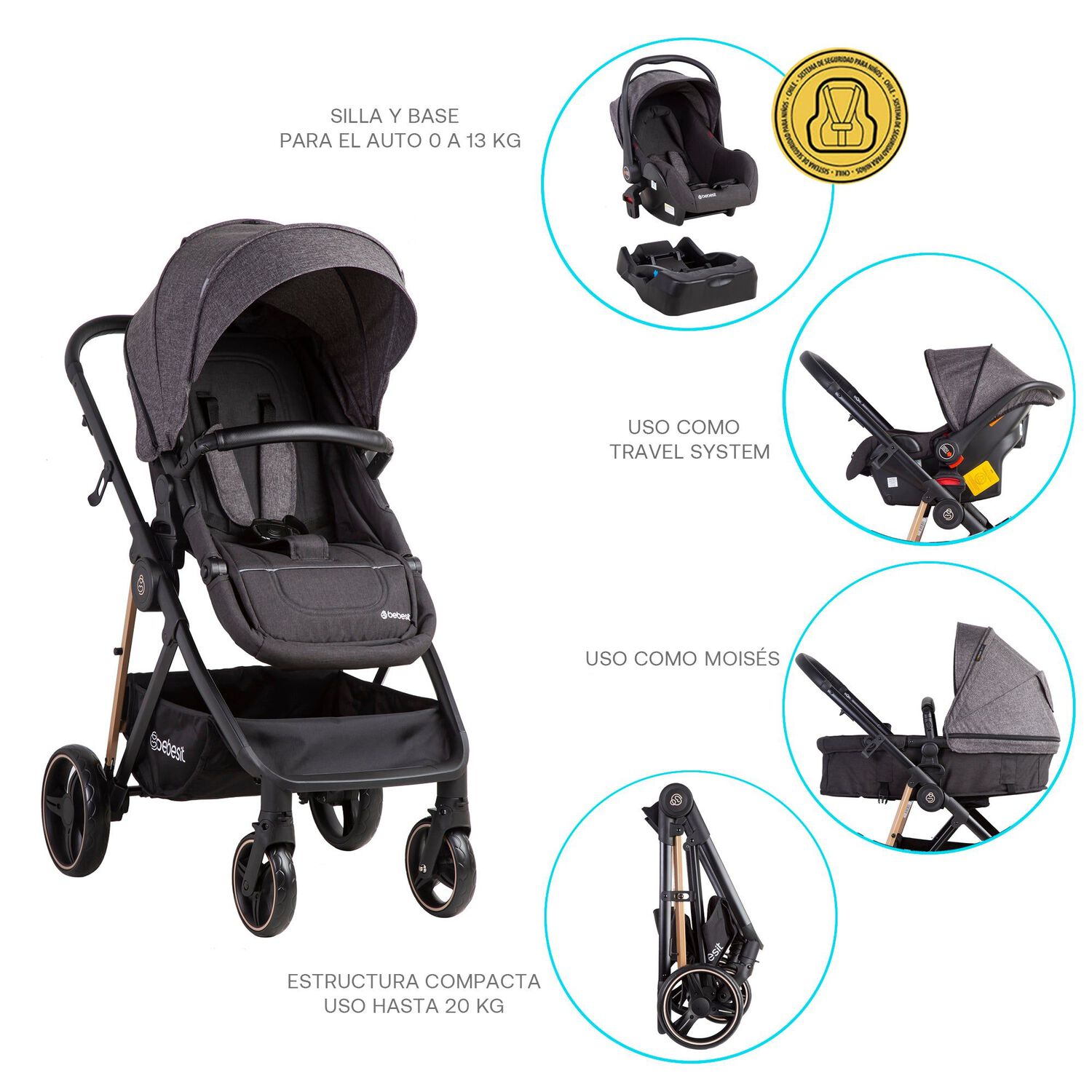 Coche Travel System Cosmos Beige image number 6.0