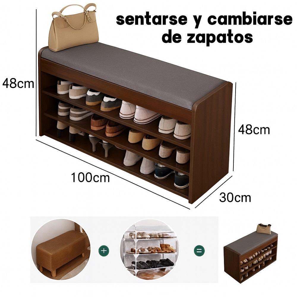 Banco Zapatero 3 Niveles Con Cojín Y Almacenamiento Oculto image number 11.0