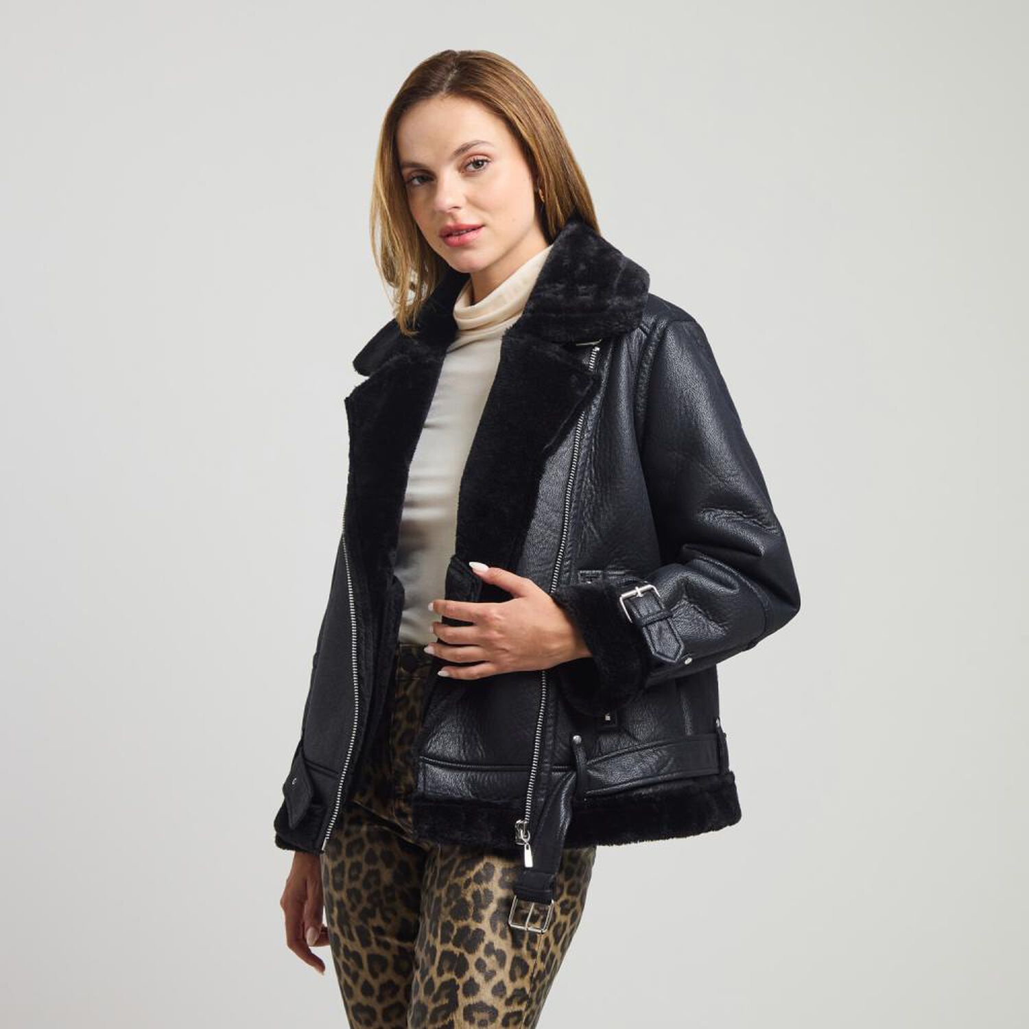 Chaqueta Aviadora Bonded Cuello Camisero Mujer Kimera image number 2.0