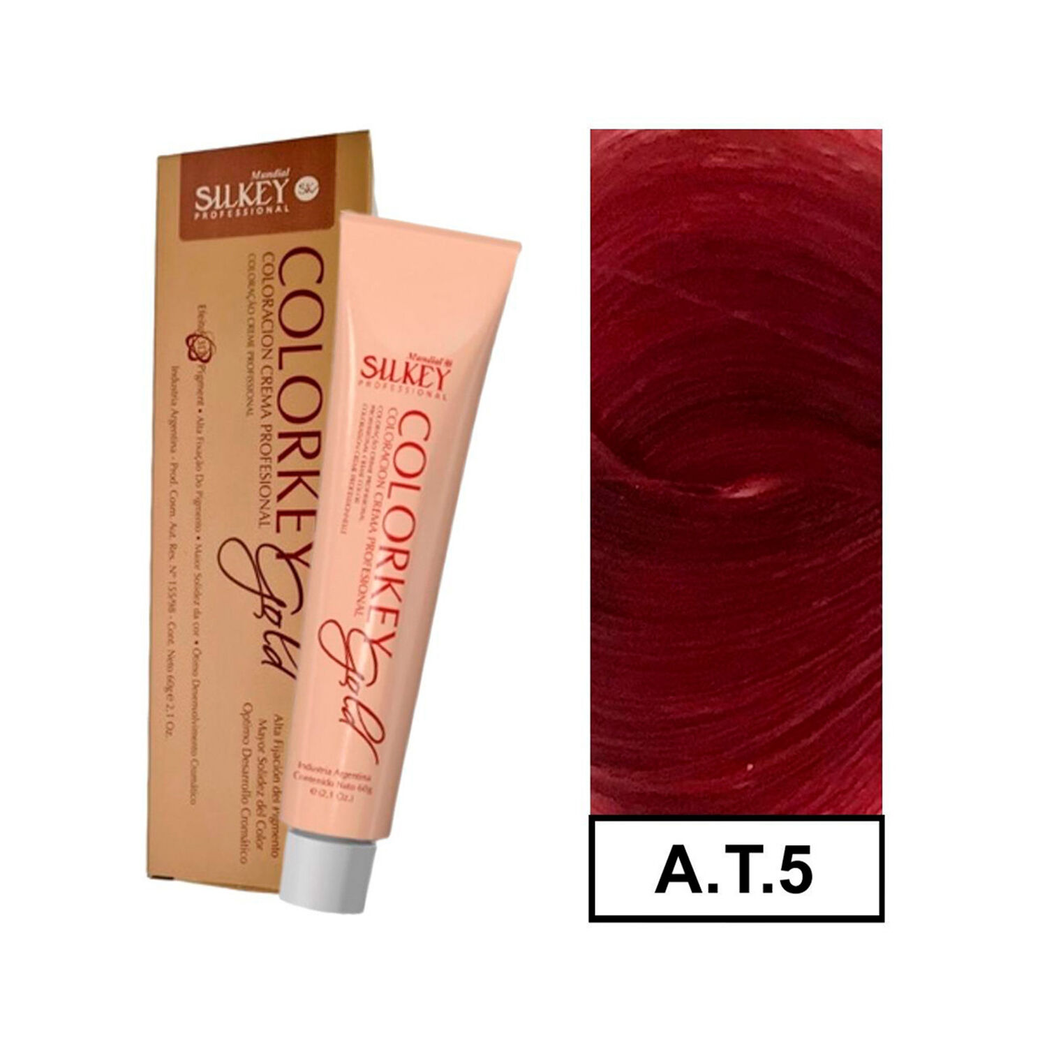 Colorkey Gold - Tintura Permanente Efecto 3d Pigment Silkey 60gr + Oxidante - At.5 Casta&ntilde;o Claro Rojizo Extra Red image number 0.0