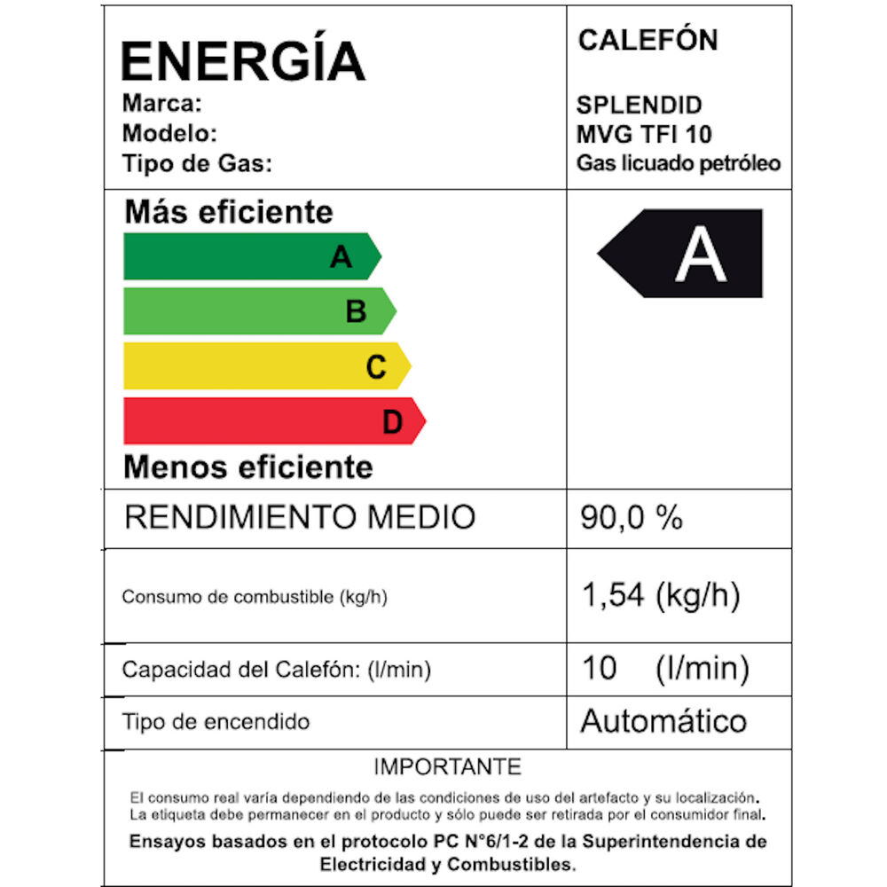 Calefont 10 Litros Gas Licuado Tiro Forzado Splendid image number 9.0