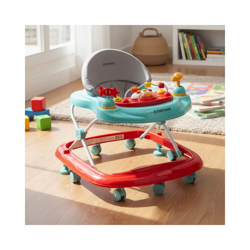 Andador Musical Airbus Rojo Celeste image number 1.0