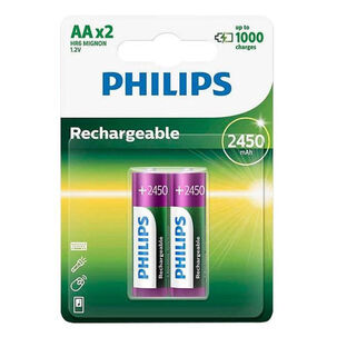 Philips Pila Recargable Ni-mh Ready Aa 1000 Mah Blister 2 Pcs