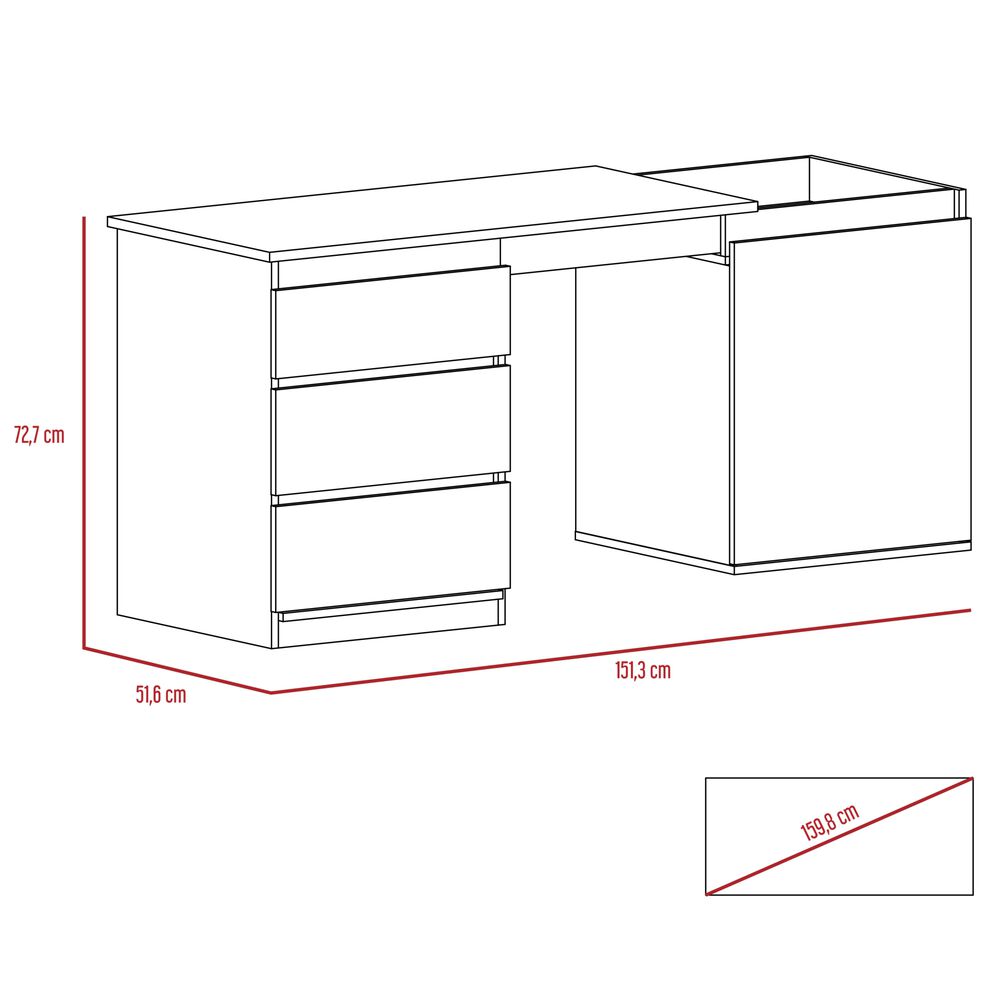 Escritorio Extensible 3 Cajones 1 Puerta Fm-020o Caf&eacute; Oscuro image number 6.0