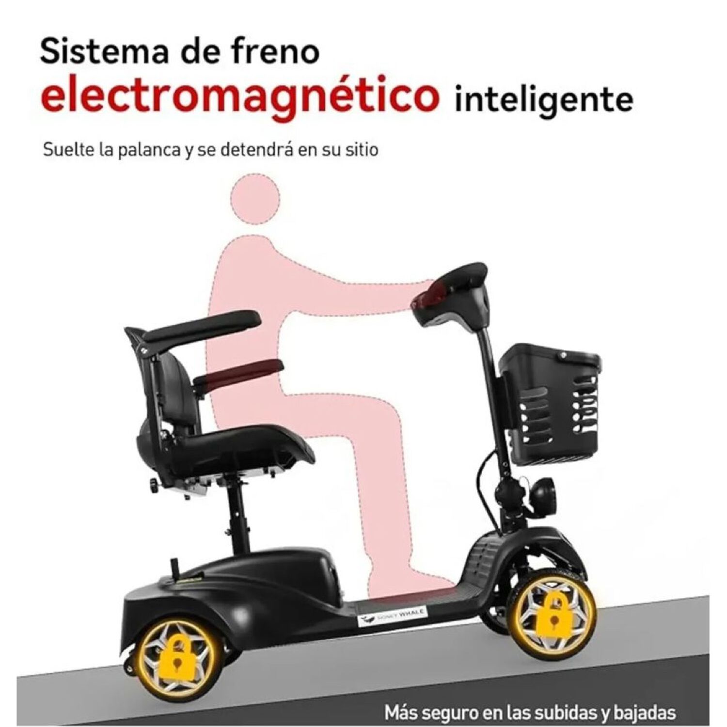 Scooter El&eacute;ctrico Con Asiento Pantalla Lcd Plegable Cuatro Ruedas Asiento 360 Grados Negro image number 4.0