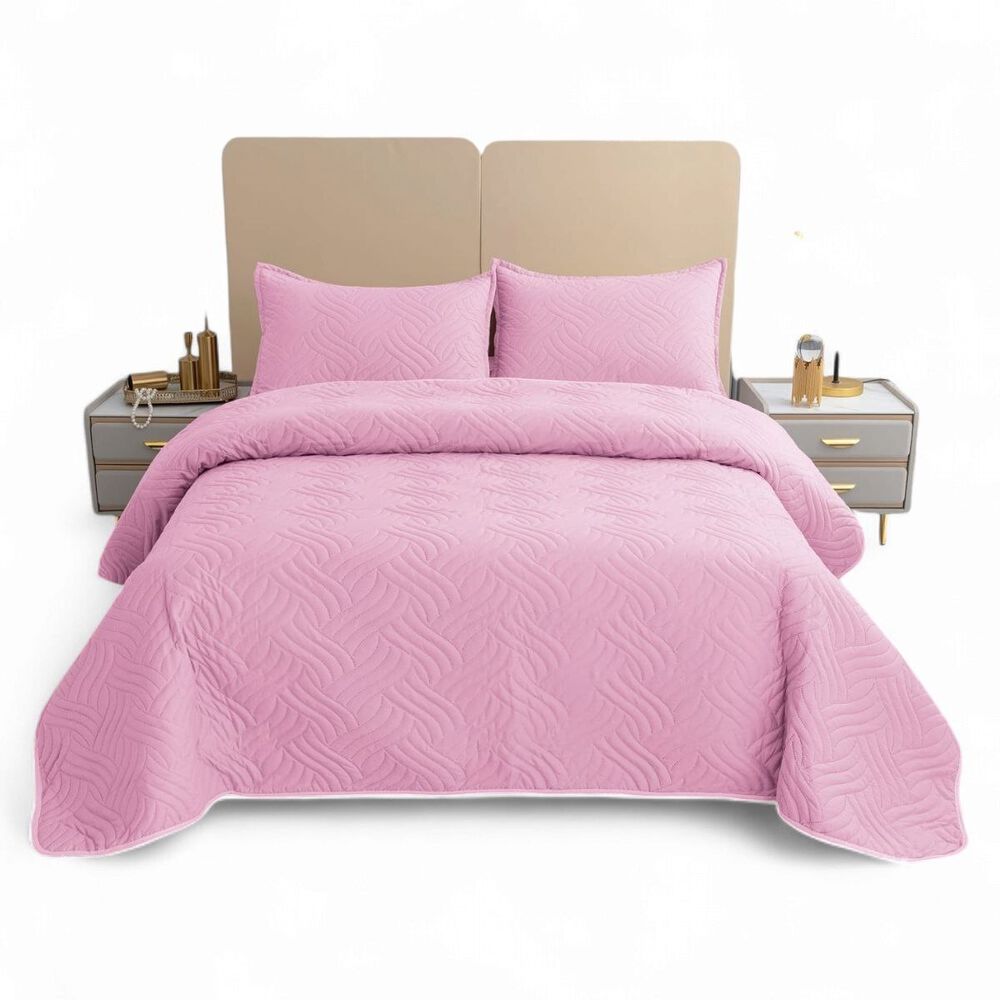 Cubrecama De Verano 2 Plazas Quilt + 2 Fundas De Almohada Cobertor Delgado Rosado image number 0.0