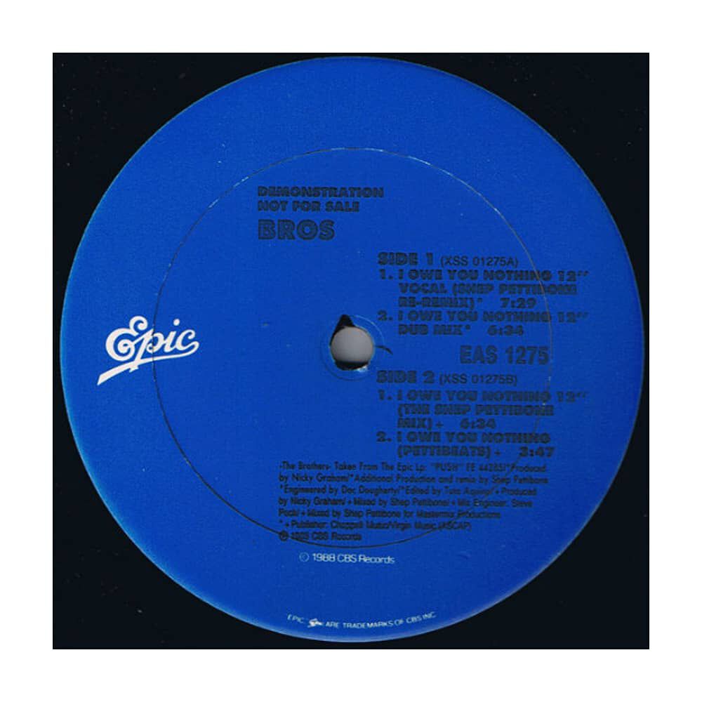 Bros - I Owe You Nothing | 12" Maxi Single Usado image number 3.0