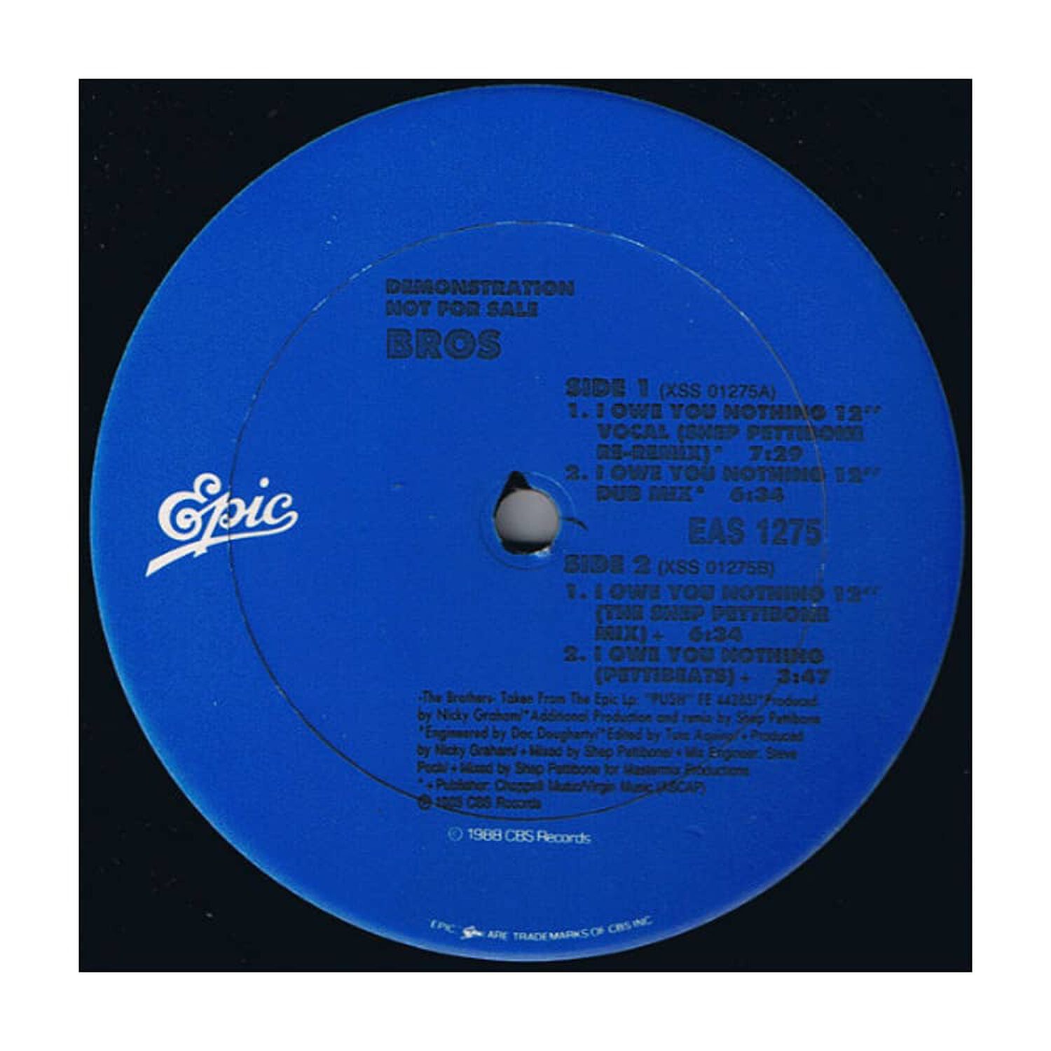Bros - I Owe You Nothing | 12" Maxi Single Usado image number 3.0