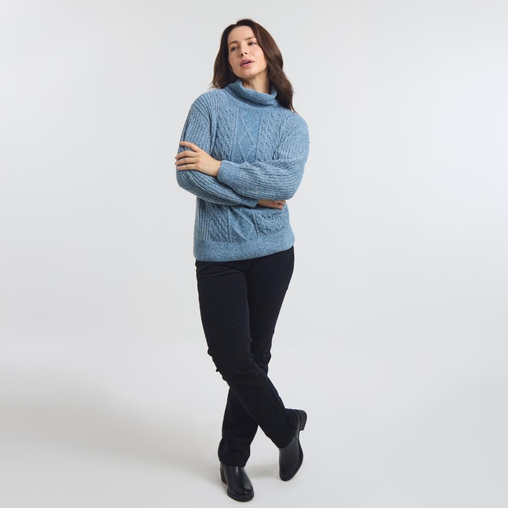 Sweater Trenzado Con Aplicación Lurex Cuello Alto Mujer Geeps image number 1.0