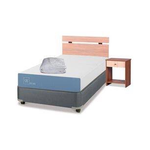 Cama Americana Cic Excellence / 1 Plaza / Base Normal + Set De Maderas + Plum&oacute;n + Almohada