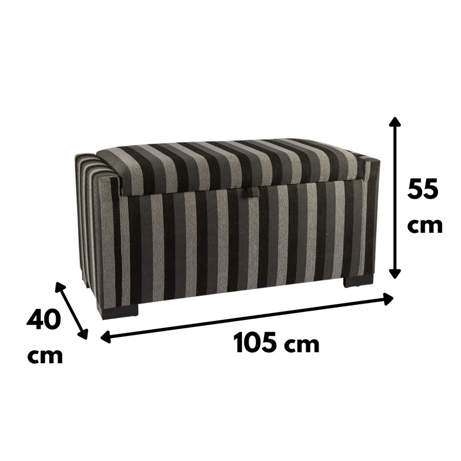 Banqueta Con Ba&uacute;l Leyzy Rayas Negras 40x55x105 Cm M&aacute;xima Design image number 2.0