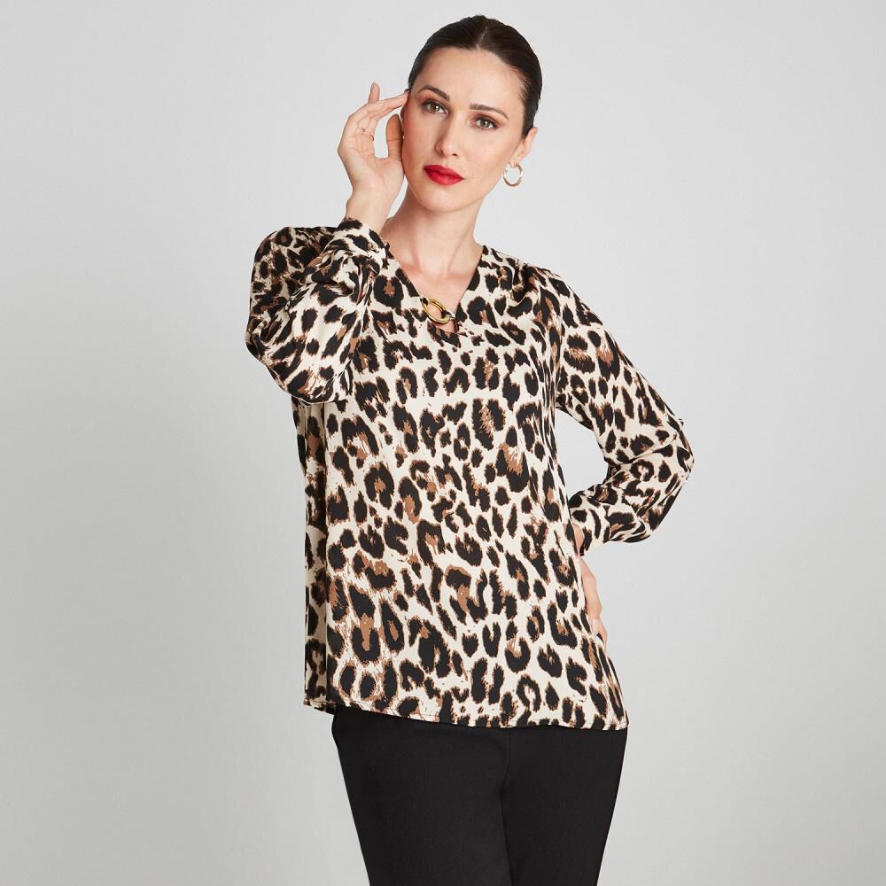 Blusa Manga Larga Cuello V Mujer Lorenzo Di Pontti image number 0.0