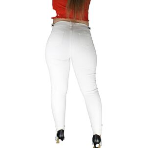 Pantal&oacute;n Ecocuero Mosaico Mujer Blanco Skinny 36-46