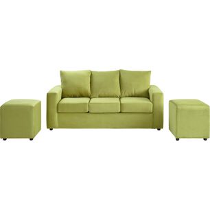 Juego De Living Bodevir Kendy / 3 Cuerpos + 2 Pouf