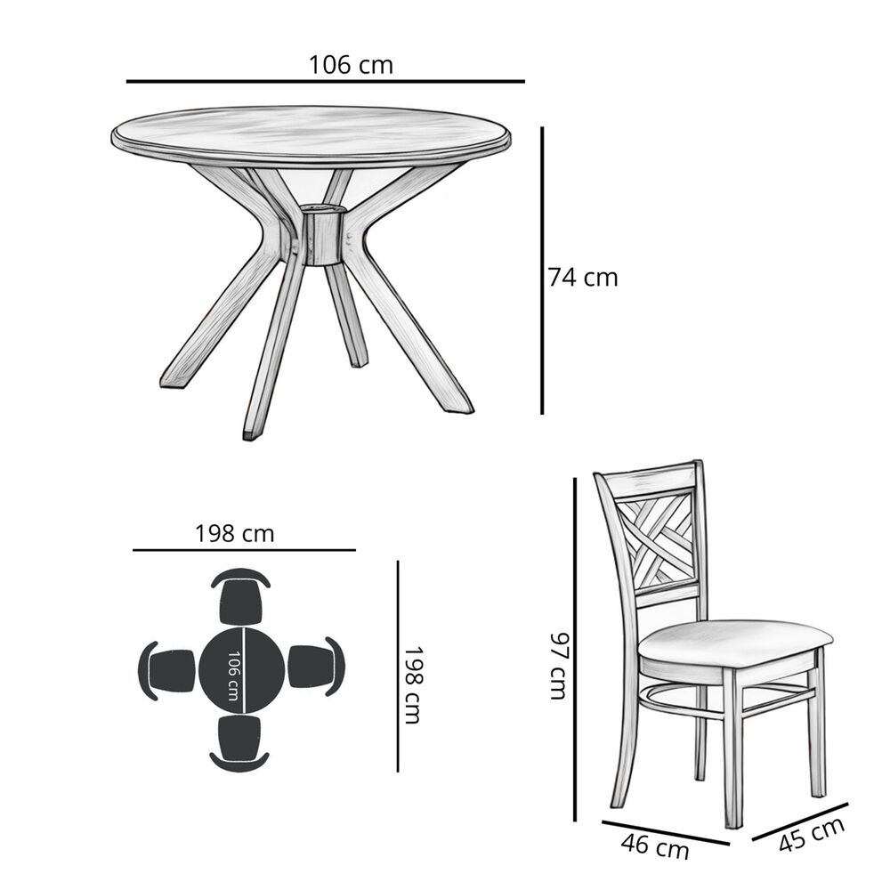 Juego De Comedor Estelle Chocolate 106 Cm 4 Sillas Marfil image number 4.0