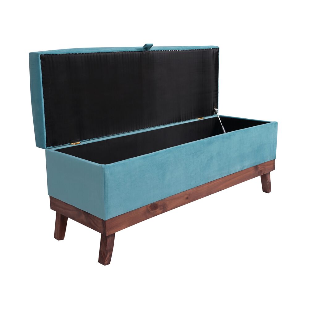 Banqueta Con Baúl Incy Turquesa Felpa 120x40x50 Cm Máxima Design image number 2.0