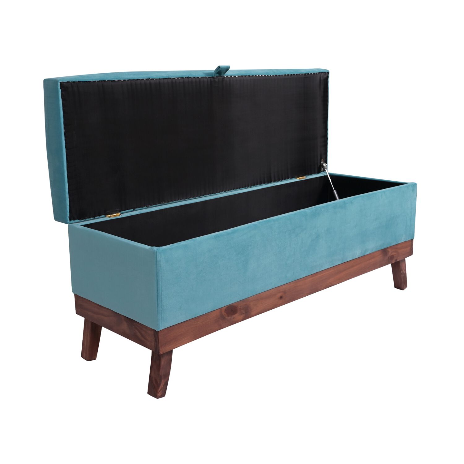 Banqueta Con Ba&uacute;l Incy Turquesa Felpa 120x40x50 Cm M&aacute;xima Design image number 2.0