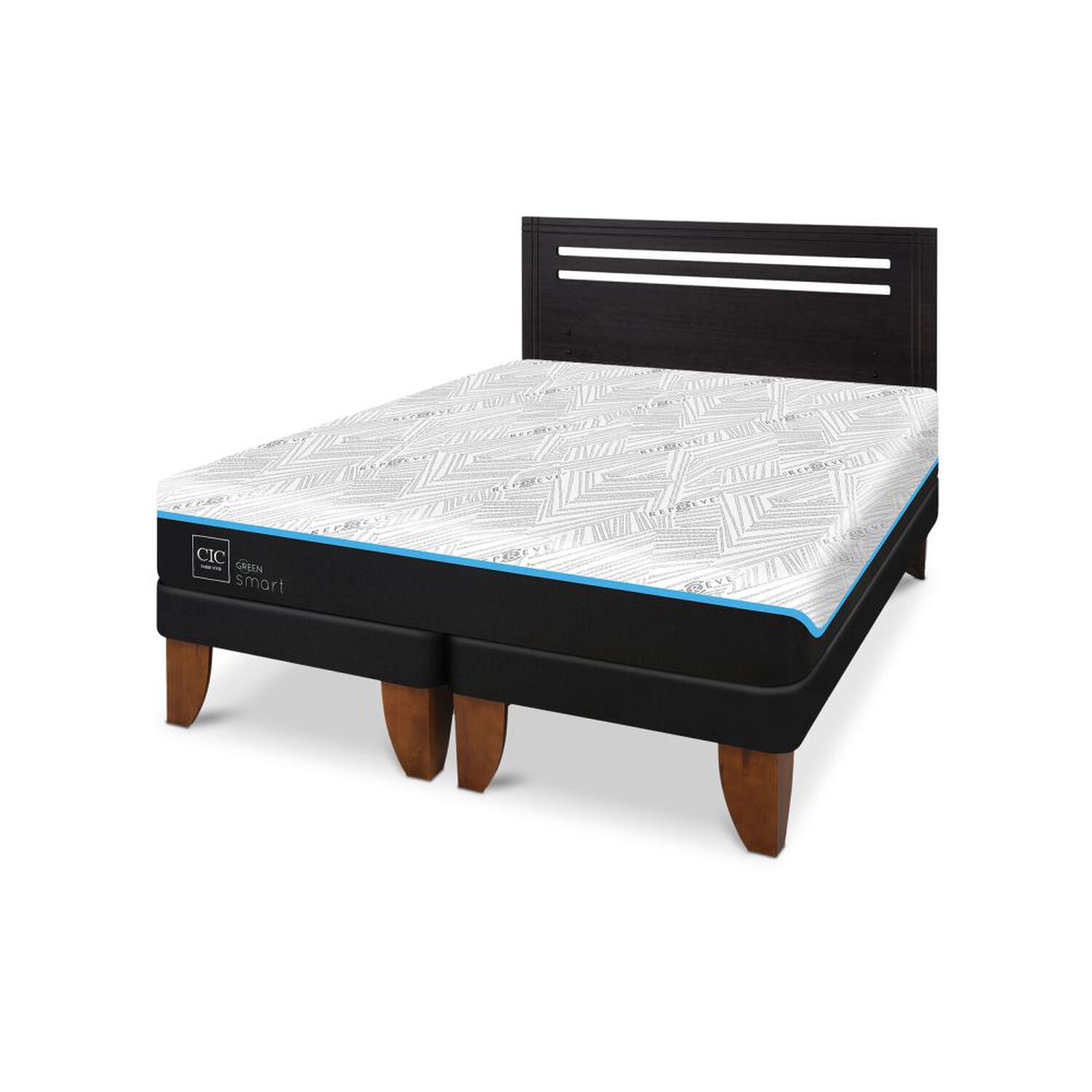 Cama Europea Cic Green Infinity / 2 Plazas / Base Dividida + Respaldo image number 1.0
