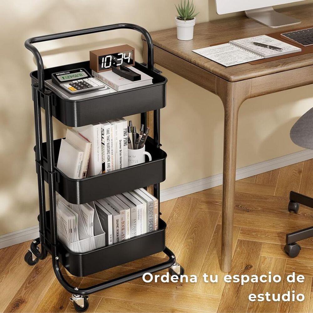 Carrito De Almacenamiento Organizador 3 Niveles Con Ruedas Color Negro image number 5.0