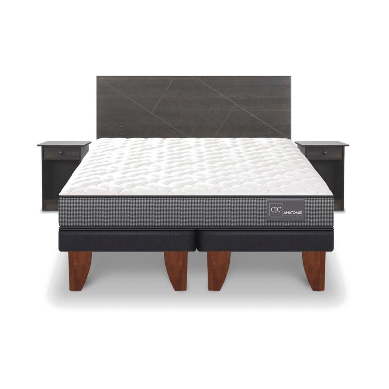 Cama Europea Cic Anatomic / 2 Plazas / Base Dividida + Set De Maderas image number 0.0