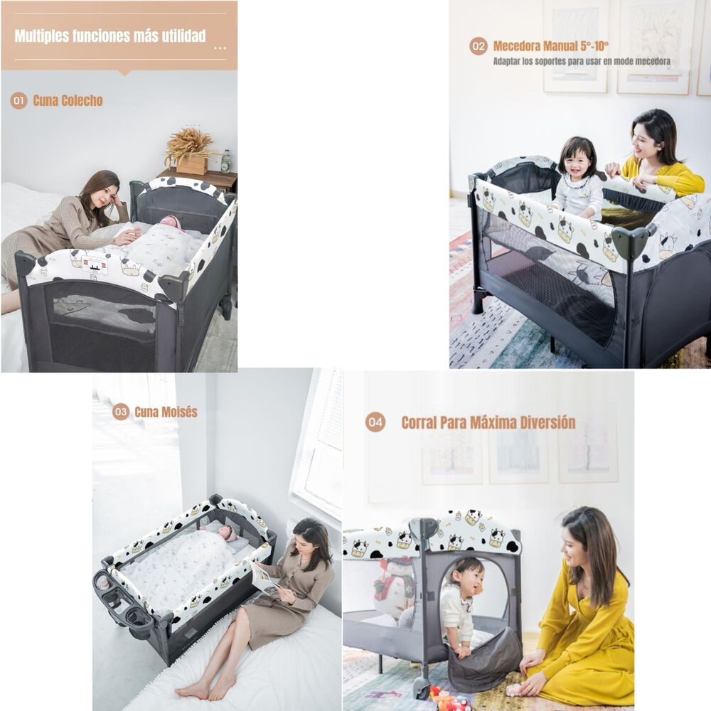 Cuna Colecho Corral Mecedora 4 En 1 Lubabycas Azul image number 3.0