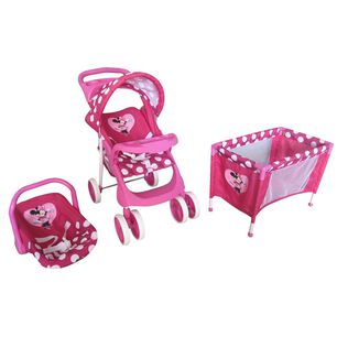 Coche De Juguete Bebesit Para Mu&ntilde;eca + Cuna Minnie Disney