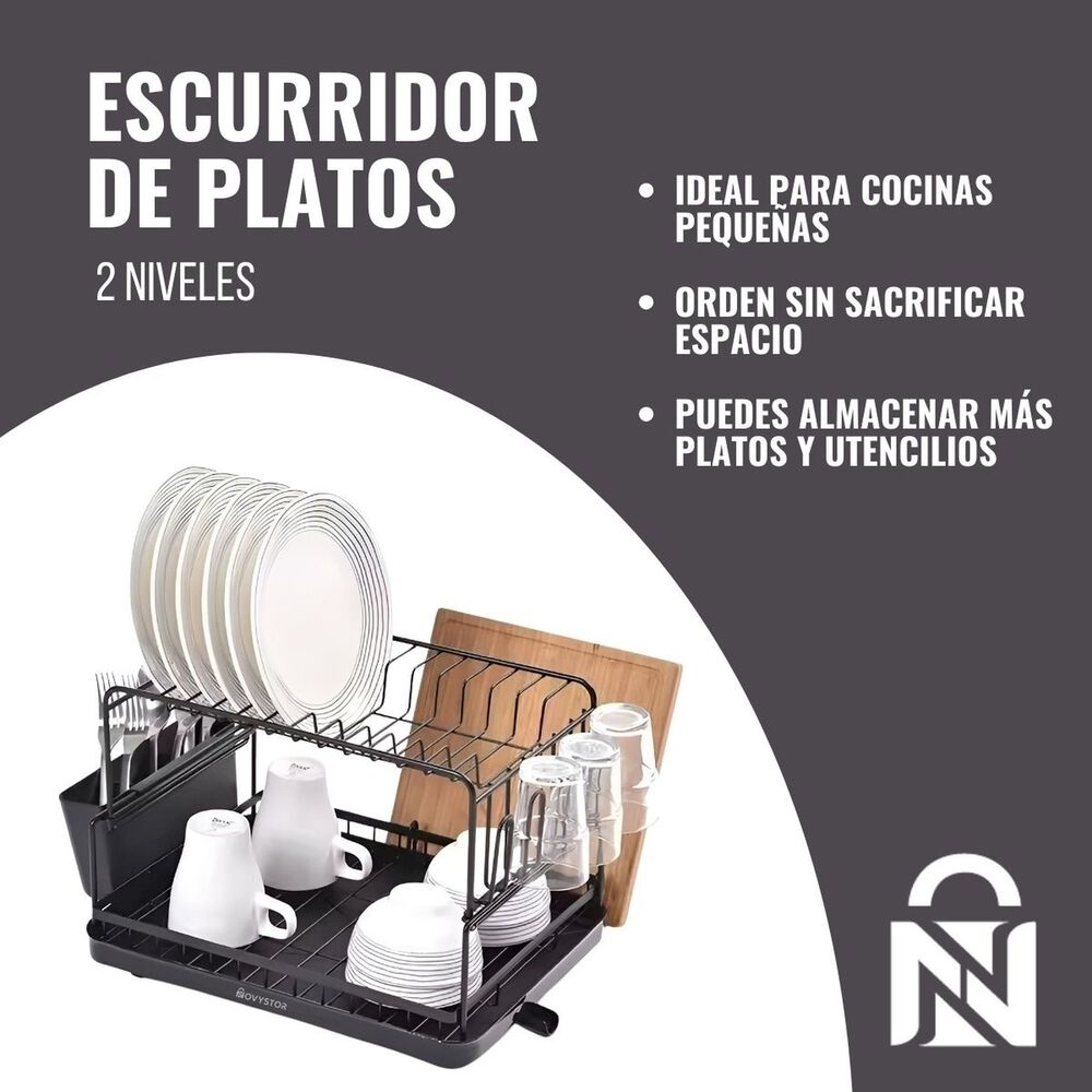 Secaplatos Escurridor Acero Inoxidable De 2 Niveles +drenaje image number 2.0