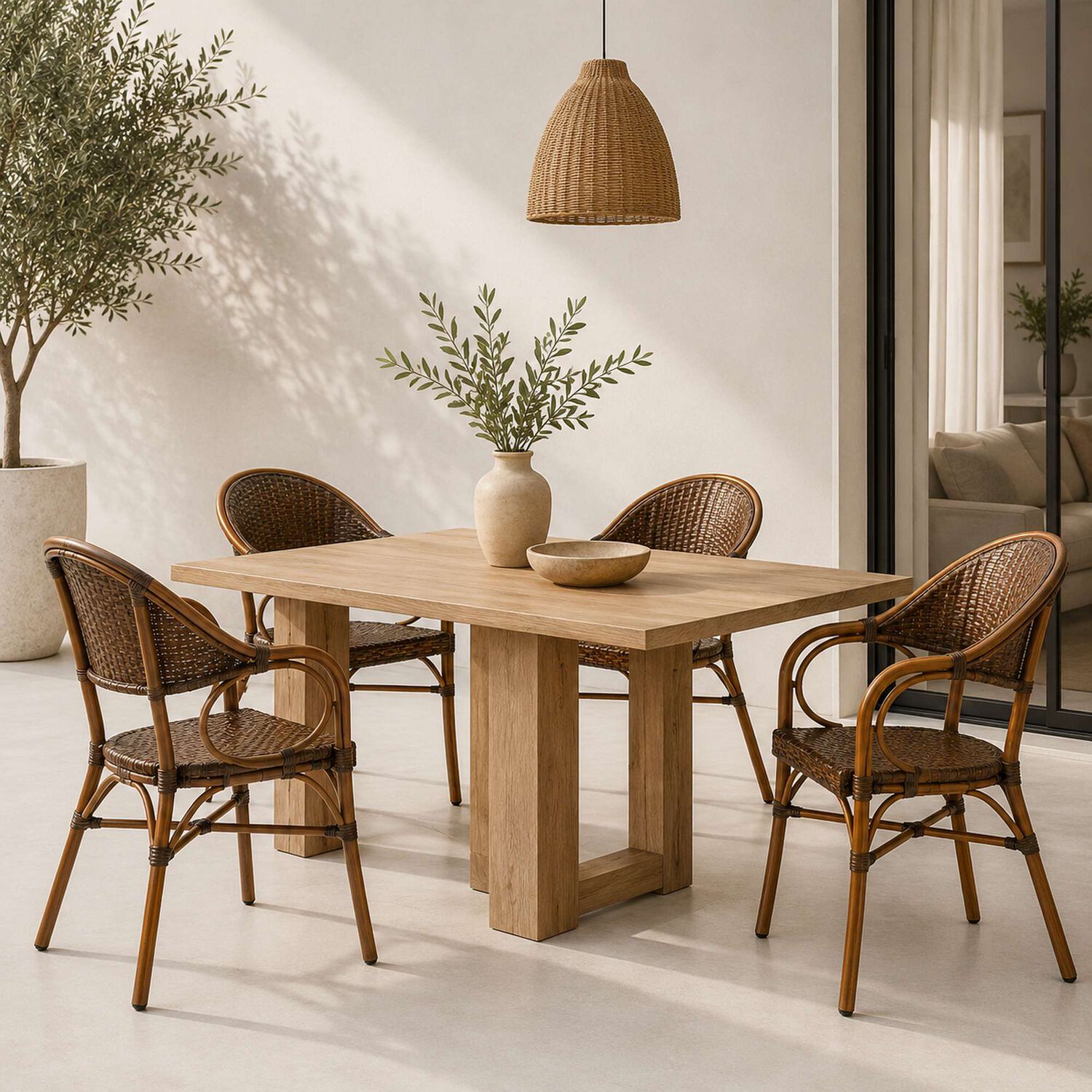 Pack De 4 Sillas Bistro Parisina Rattan Con Reposabrazos Jolie - Caf&eacute; Oscuro image number 2.0
