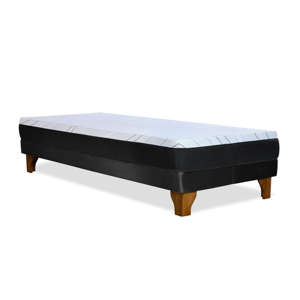 Cama Europea Zen Pro 1.5 Plazas Tela Velvet Negro image number 1.0