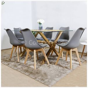 Juego De Comedor Medlock (140 X 90cm) + 6 Sillas Tulip