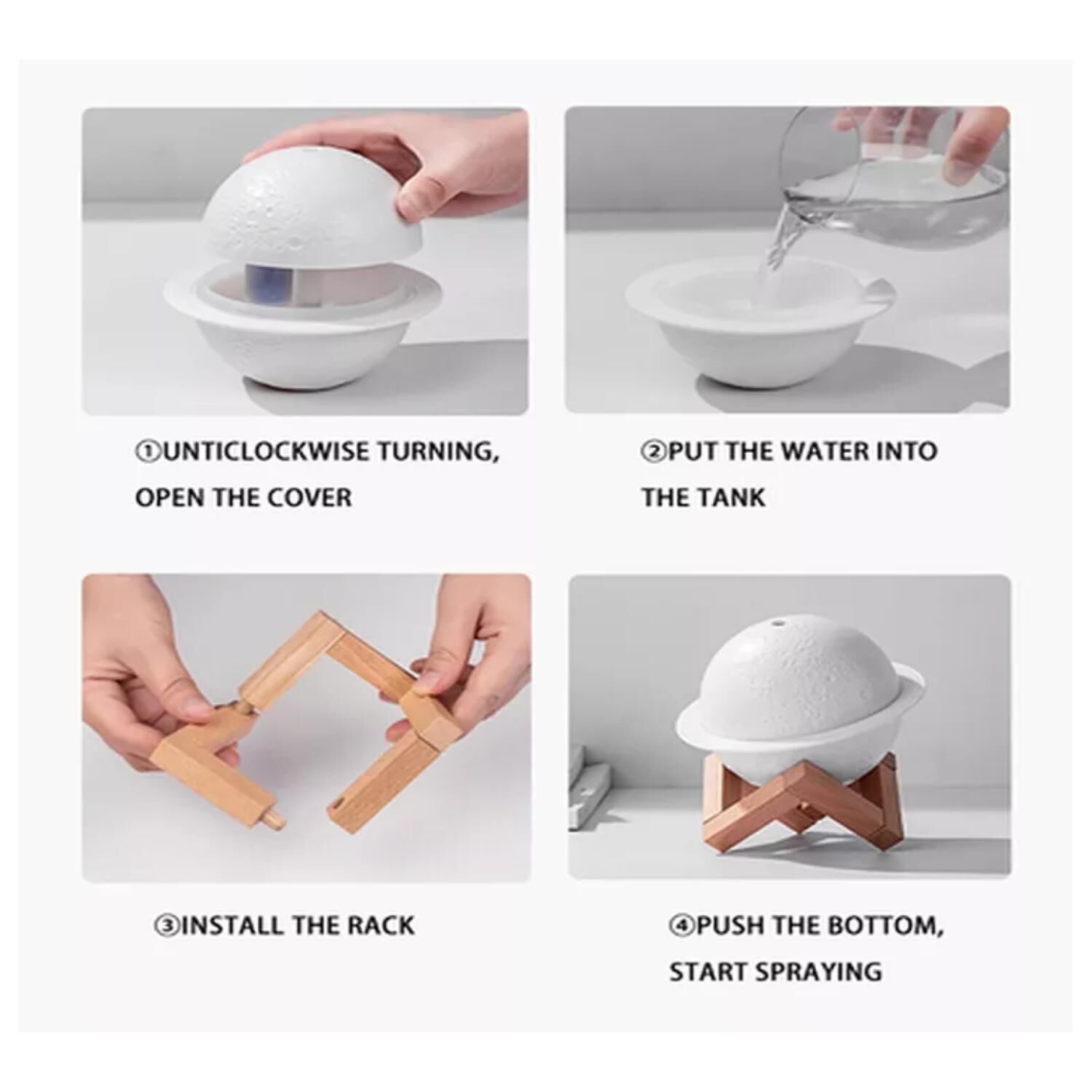 Humidificador Difusor De Aire Lampara Luna 3d 300ml image number 1.0