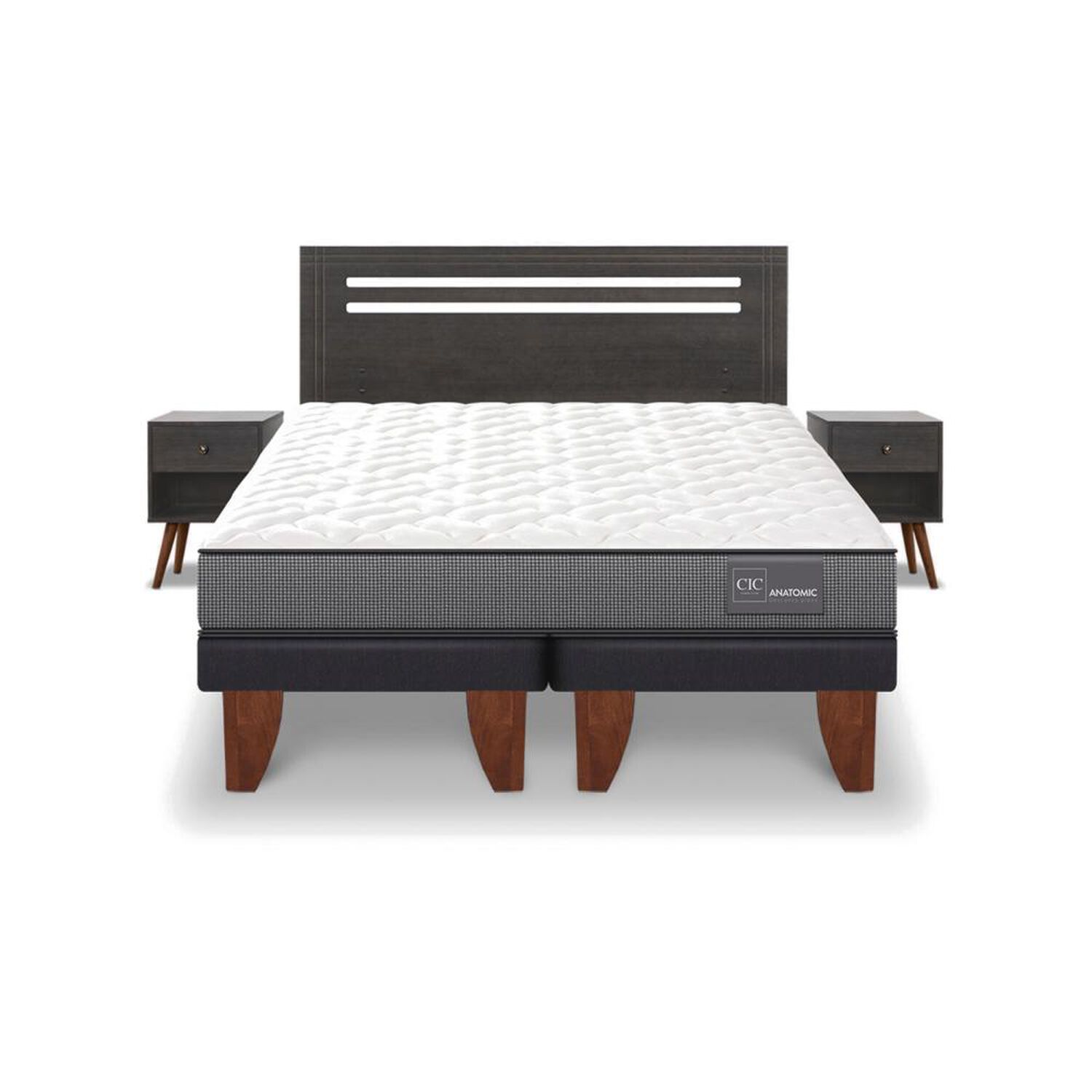 Cama Europea Cic Anatomic / 2 Plazas / Base Dividida + Set De Maderas image number 0.0
