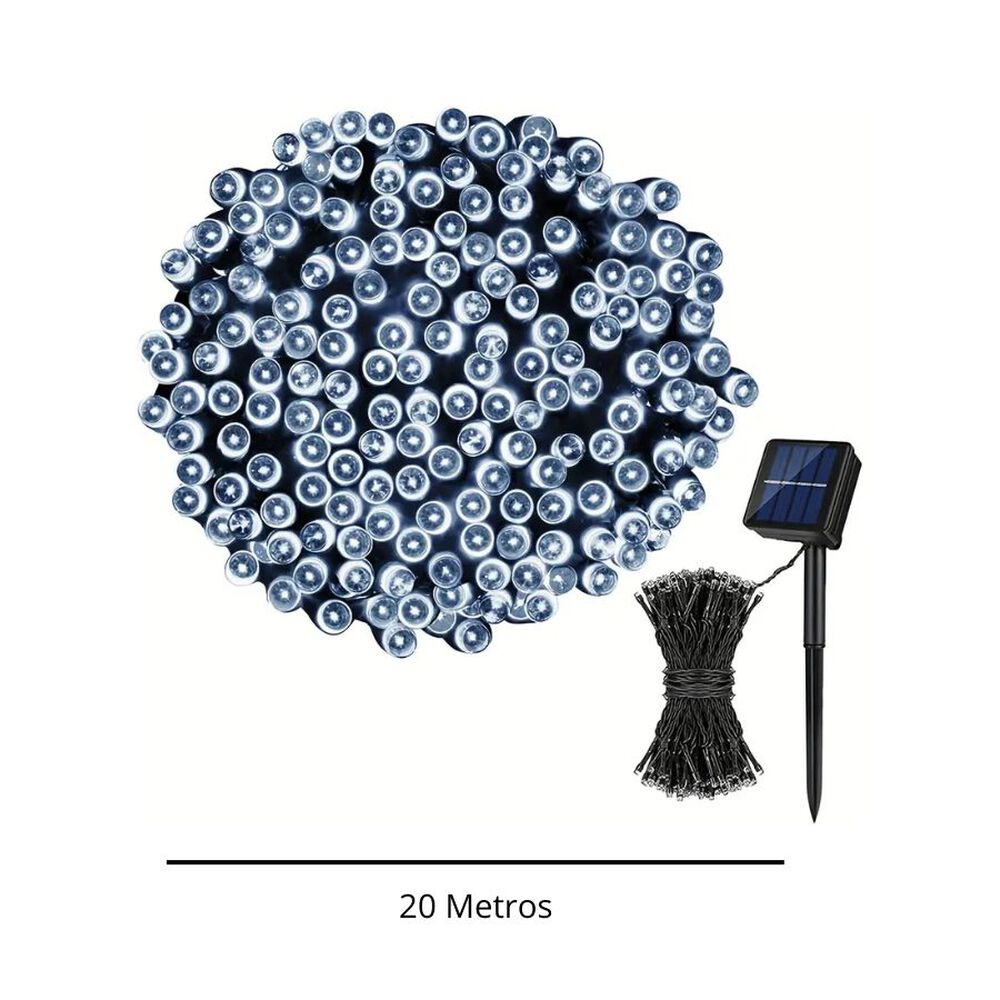 Luces De Exteriores 200 Led Blancas Con Panel Solar 20 Metros image number 1.0