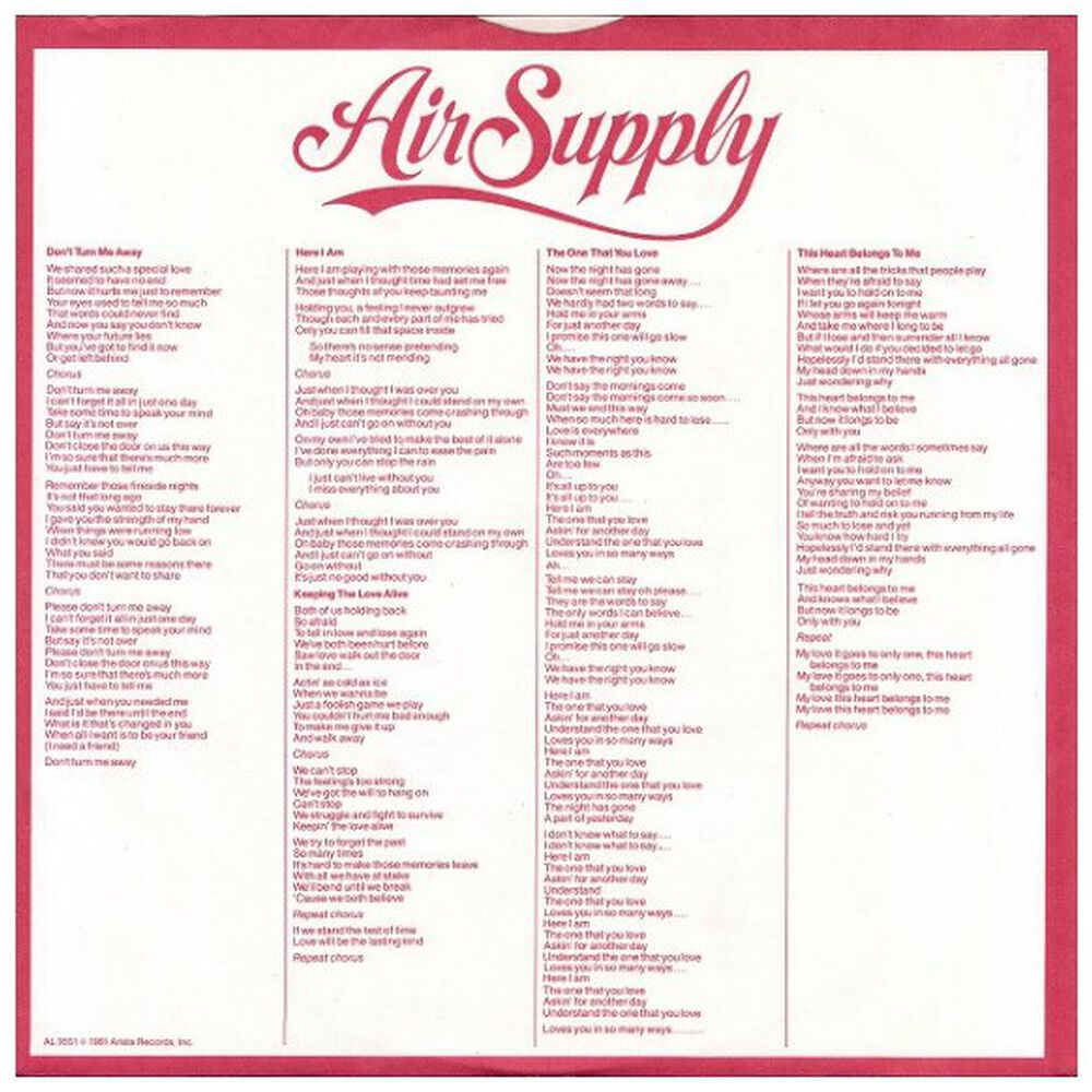Air Supply - The One That You Love | Vinilo Usado image number 2.0