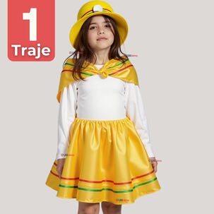 Traje Nortino Ni&ntilde;a 4 Piezas Fiestas Patrias Baile Nortino Amarillo