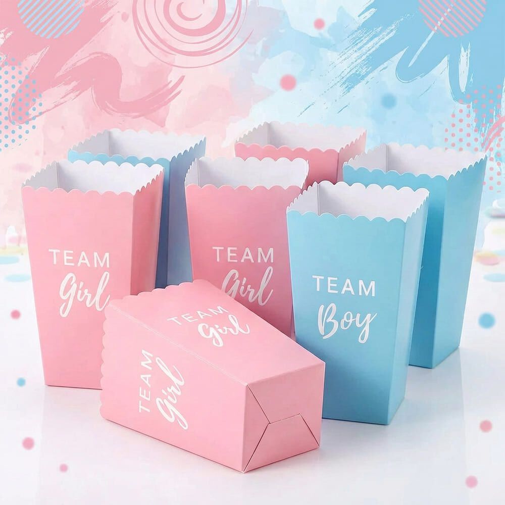 Pack De 12 Caja De Pop Corn Baby Shower Revelacion De Genero image number 0.0