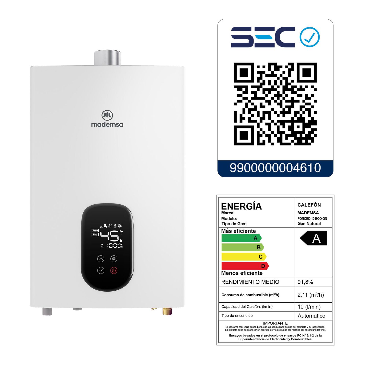 Calefont Gas Natural 10 Litros Tiro Forzado Forced 10 Eco image number 7.0
