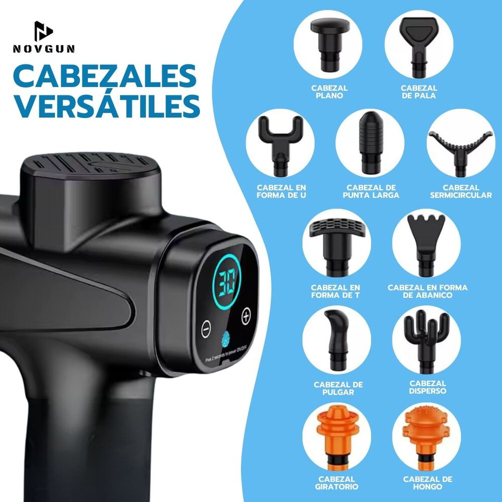 Pistola De Masajes Descontracturante Gun Kine + 11 Cabezales image number 7.0