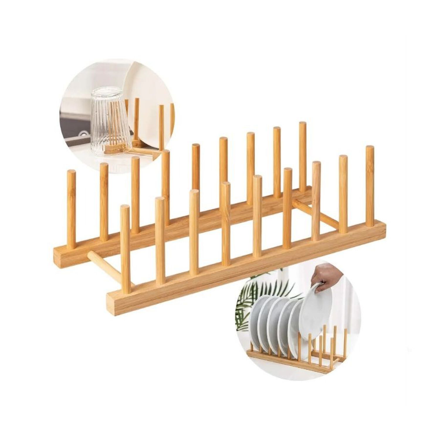 Repisa Organizadora Platos Bamb&uacute; Natural Escurridor Moderno 35cm image number 3.0