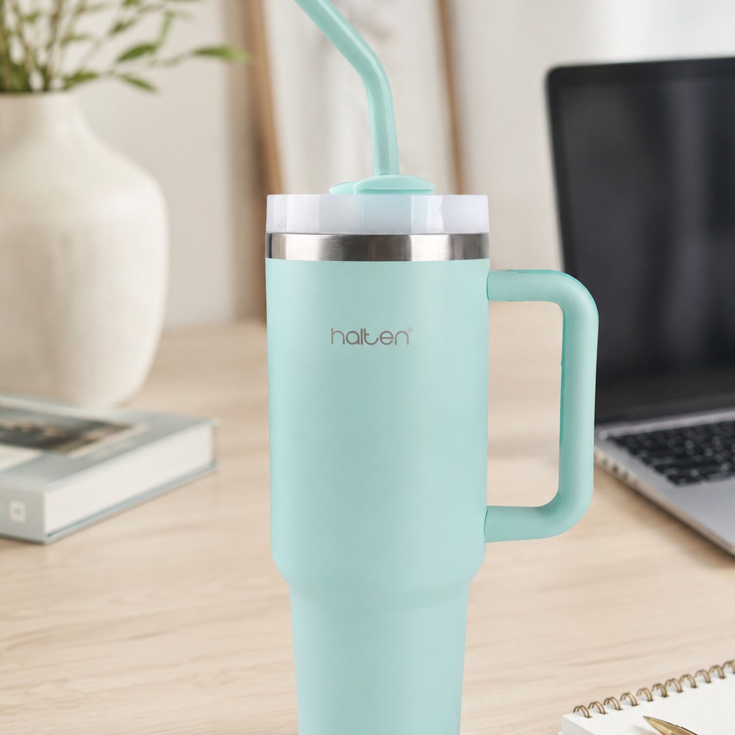 Termo Big Mug 1.2 Litros Acero Inoxidable Con Sorbete Marca Halten Color Verde Menta image number 2.0