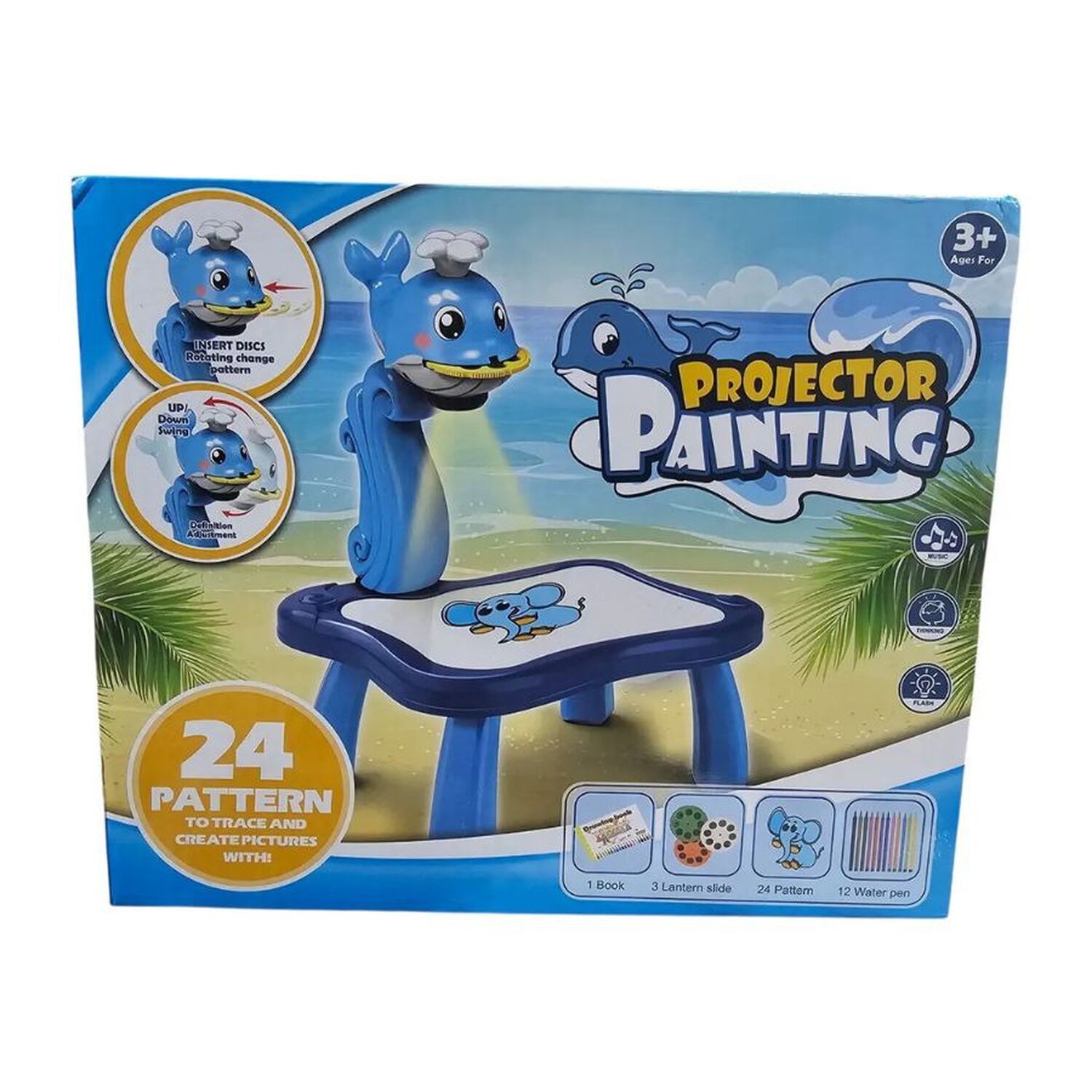 Proyector Pintura Ni&ntilde;os Mesa Dibujo Delf&iacute;n Infantil Luz image number 2.0