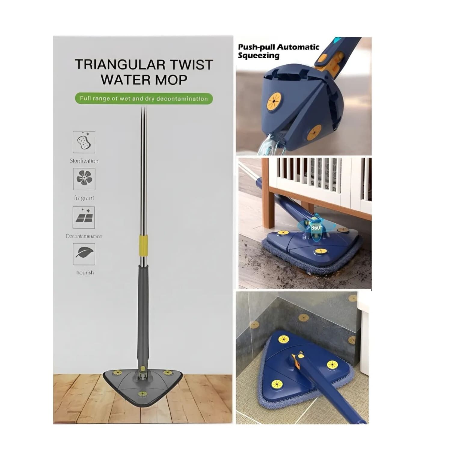 Pack X3 Mopa Trapeador Lampazo Triangular Ajustable Giratoria 360 Gris image number 7.0